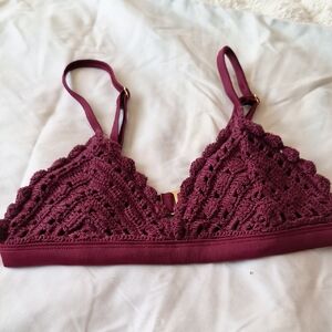 Xhilaration Red Swim Bra with Intricate Lace